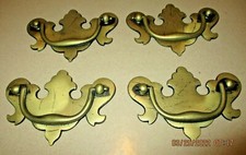 4 - VERY NICE, VINTAGE N.O.S. HEAVY SOLID BRASS DRAWER PULLS - DOOR HANDLES
