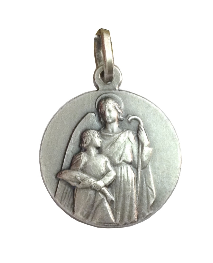 Médaille Saint Raphaël Archange - Laiton Argenté 18mm - Made In Italy - Patron Voyageurs Et Santé