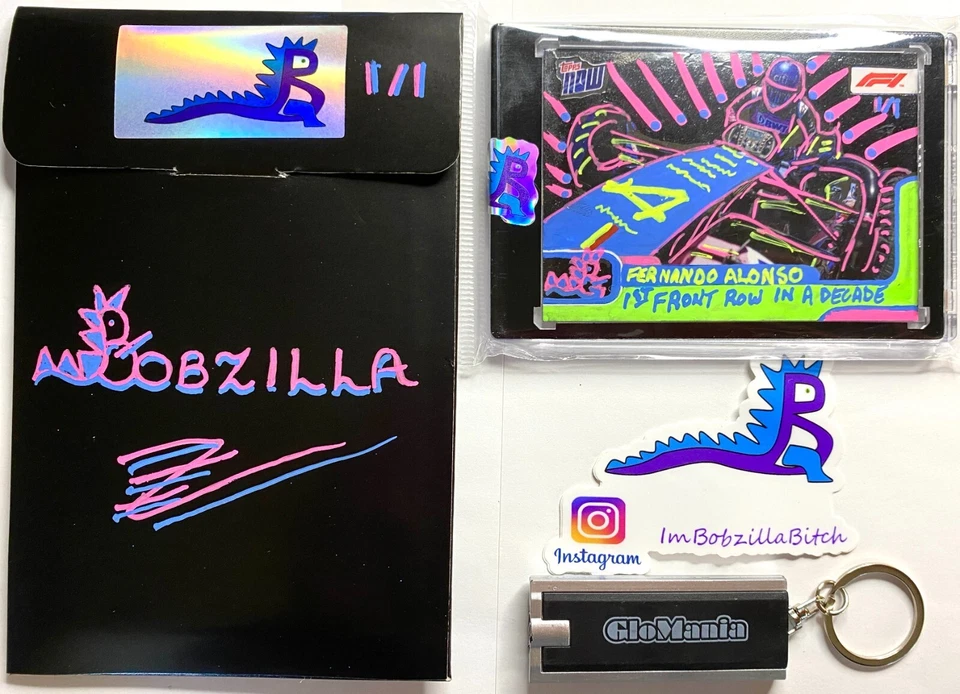 Fernando Alonso 2022 Topps Now 031 Formula 1 F1 UV Embellished Bobzilla Auto 1/1 - Image 2 of 4