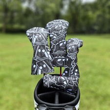 Poker King Wood Head Covers Headcover Driver Fairway Woods Hybrid Club Cover PU