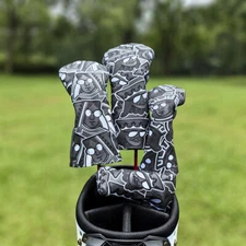 Poker King Wood Head Covers Headcover Driver Fairway Woods Hybrid Club Cover PU