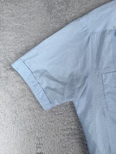 Adolfo La Guayabera Shirt Men Large Blue 4 Pocket Polyester Cotton Blend READ - Picture 3 of 13