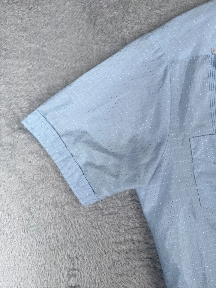 Camisa Adolfo La Guayabera Hombre Grande Azul 4 Bolsillos Poliéster Mezcla Algodón LEER Foto 3 de 4