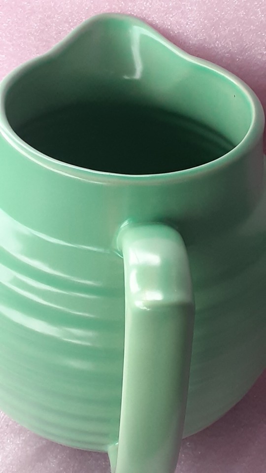 Over and Back Yellow Ware Beehive Ribbed Pitcher Green eBay