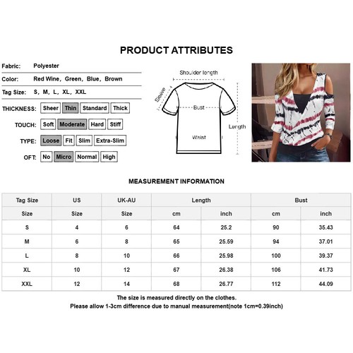 Womens Cold Shoulder Long Sleeve Pullover Casual V-Neck Striped Top Blouses Tee - Picture 2 of 14