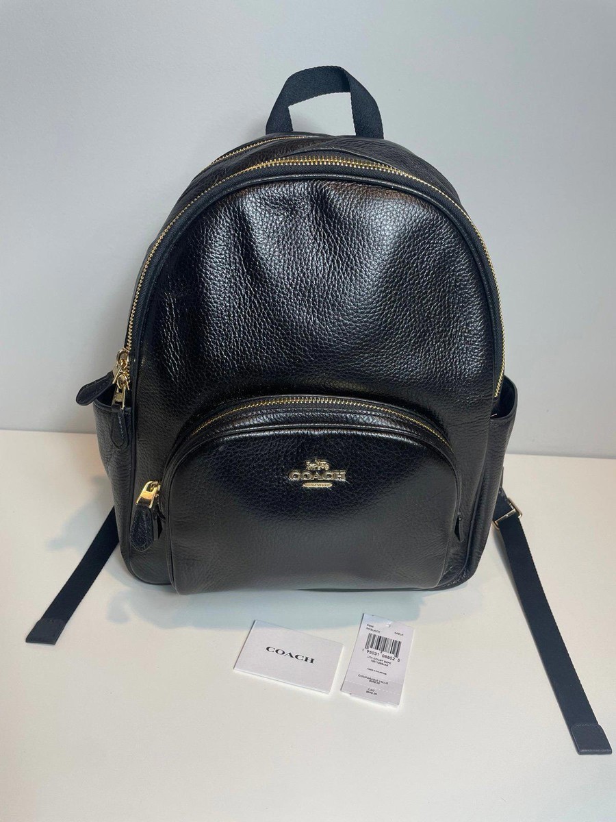 NWT Coach 5666 Court Backpack in Pebble Leather Black Medium