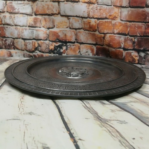1700's Pewter Plate Ø30cm with Tudor Rose & Crown Stamped - Georgian Lady Cameo - Bild 6 von 12