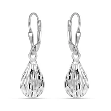 925 Sterling Silver Jewelry Tear-Drop Dangle Leverback Earrings for Women 30MM