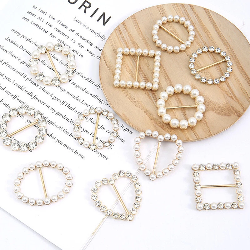 Pearl Rhinestone Buckle Corner Knot Buckle Ring Waist Buckle Light Luxury η - Image 3 of 4