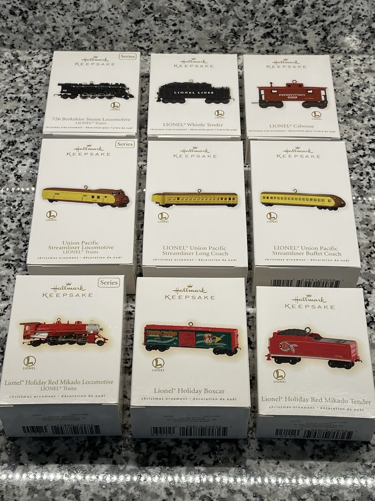 Hallmark Keepsake Ornaments "LIONEL TRAINS", COMPLETE SERIES (Set Of