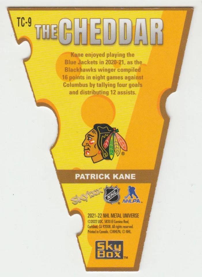 2021-22 Skybox Metal Universe The Cheddar Patrick Kane Chicago Blackhawks #TC-9 - Image 2 of 2
