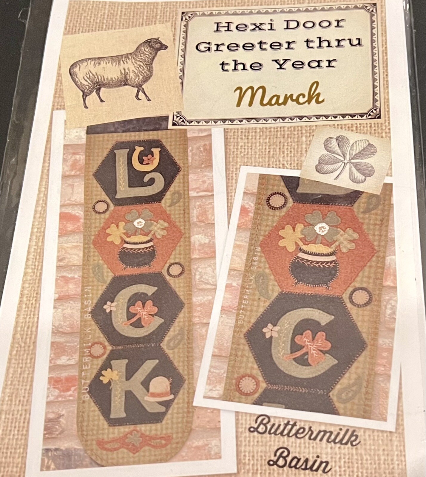 Buttermilk Basin LUCK Hexi Door Greeter MARCH Wool Wallhanging Pattern 9”x23.5” eBay