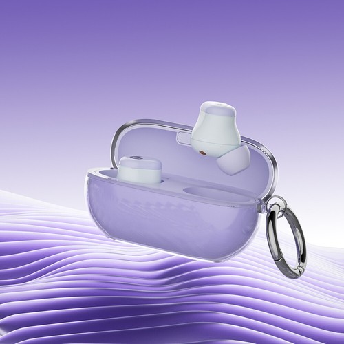 Custodia protettiva trasparente con portachiavi per Beats Solo Buds (viola trasp - Zdjęcie 3 z 9