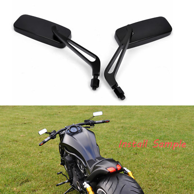 Black Motorcycle Rear View Side Mirrors – 8mm / 10mm Thread, Universal Fit For Honda, Kawasaki, Yamaha