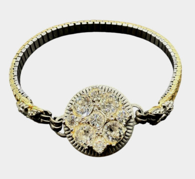 Speidel Rhinestone Bangle Bracelet Gold Tone Classic Formal USA