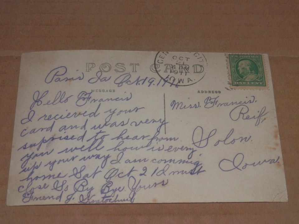 COGGON IOWA 1911 REALPHOTO POSTCARD THE OLD SCHOOL LINN COUNTY