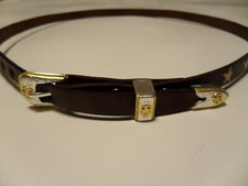  HB1 LEATHER HAT BAND Black /silver, Gold/silver or Silver tone set