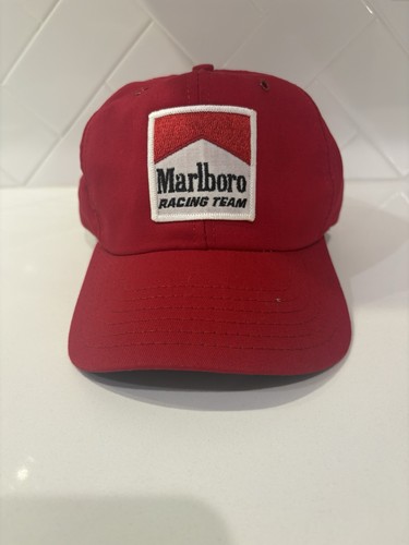 Vintage Marlboro Racing Team Mütze Cap Snapback Rot 90er One Size Patch Tabak