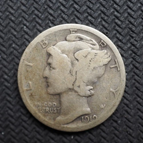 1919  **S**MERCURY   HEAD  SILVER DIME - FREE SHIPPING! C2521