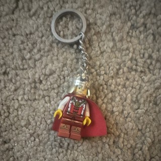 LEGO Minifigure King Keychain Red Cape & Crown Plastic/Metal Red/Yellow