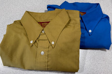 Sears Vtg Mens Dress Shirts Lot of 2 16.5 L Mens Store Kings Road Shop Blue Oliv