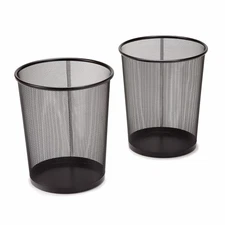 Seville Classics 2 Pack 6 Gallon Steel Mesh Wastebasket Recycling Bin Black
