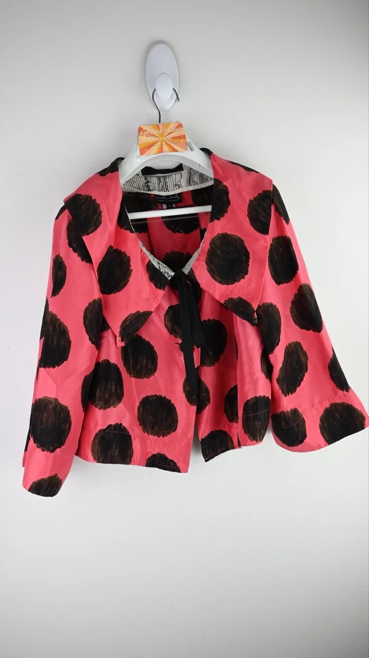 Nicola Waite 100% silk lightweight jacket in rouge with black spot size 4/UK14 - image 3 of 4