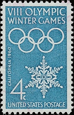 1960 Winter Olympic Games in California Single 4c Postage Stamp - Sc#1146-MNH