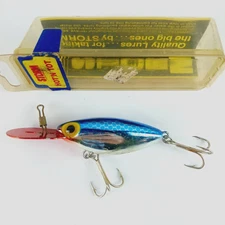 Vtg Storm Hot N Tot Pre-Rapala Metallic Blue Scale Red Lip AH133 w/Package EXC