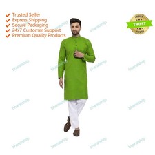 Mens Kurta Cotton Long Kurta Top Tonic Traditional Party Dress Kurta