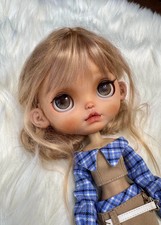 Handmade Custom Blythe Doll + Random Clothes Wig Tan Skin Girl 1/6 BJD Doll Gift
