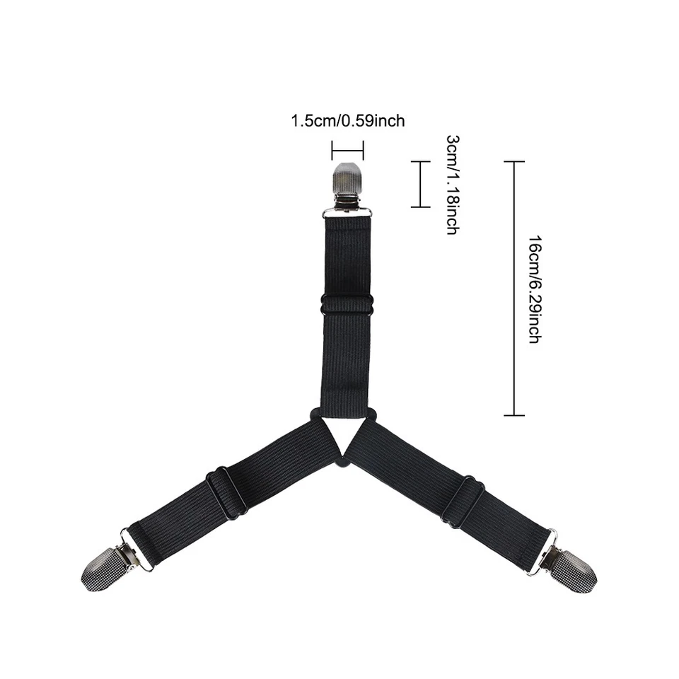 Sujetadores de sábanas ajustables elásticos 4 camas correas fundas de colchón clips Foto 3 de 4