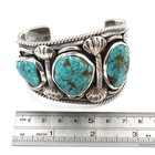 Southwest Signed Sterling Turquoise Rope Twist Leaf 7in Cuff Bracelet #S5449-1 — photo 8