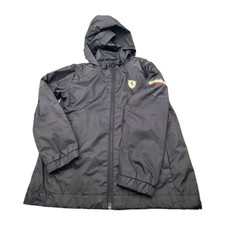 Ferrari Boys Sz 3-4Y Black Windbreaker Hooded Full Zip Jacket Pockets New