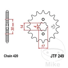 41511 Coarse Gear Transfer Sprocket 14T 420 4 Ø14/17 Compatible with Honda C 125 A 