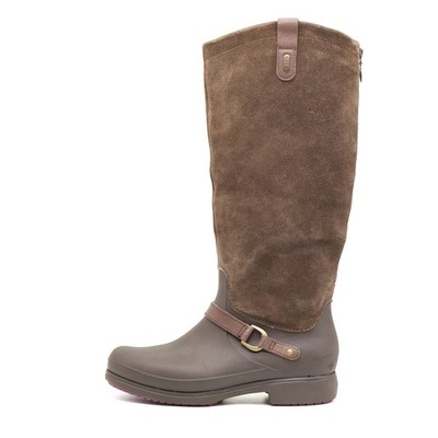 Crocs Damen Kniestiefel Wildleder Braun Stiefel Reißverschluss hinten EU 42-43