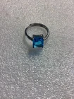 VINTAGE STERLING SILVER AQUAMARINE GEMSTONE  ADJUSTABLE RING