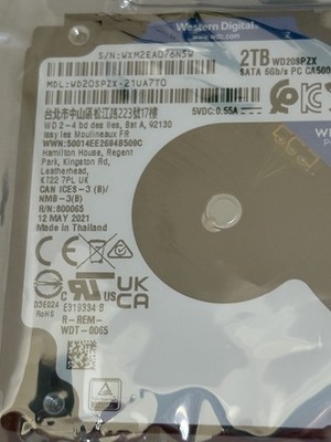 WD20SPZX-21UA7T0 S/N: WXS2E WESTERN DIGITAL 2TB Hard drive Sata 6Gb/s