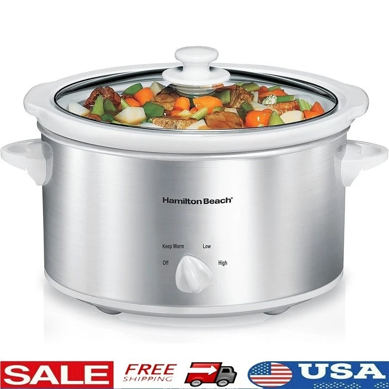 Slow Cooker 4 Quart Easy Control Keep Warm Removable Stoneware Dishwasher Safe