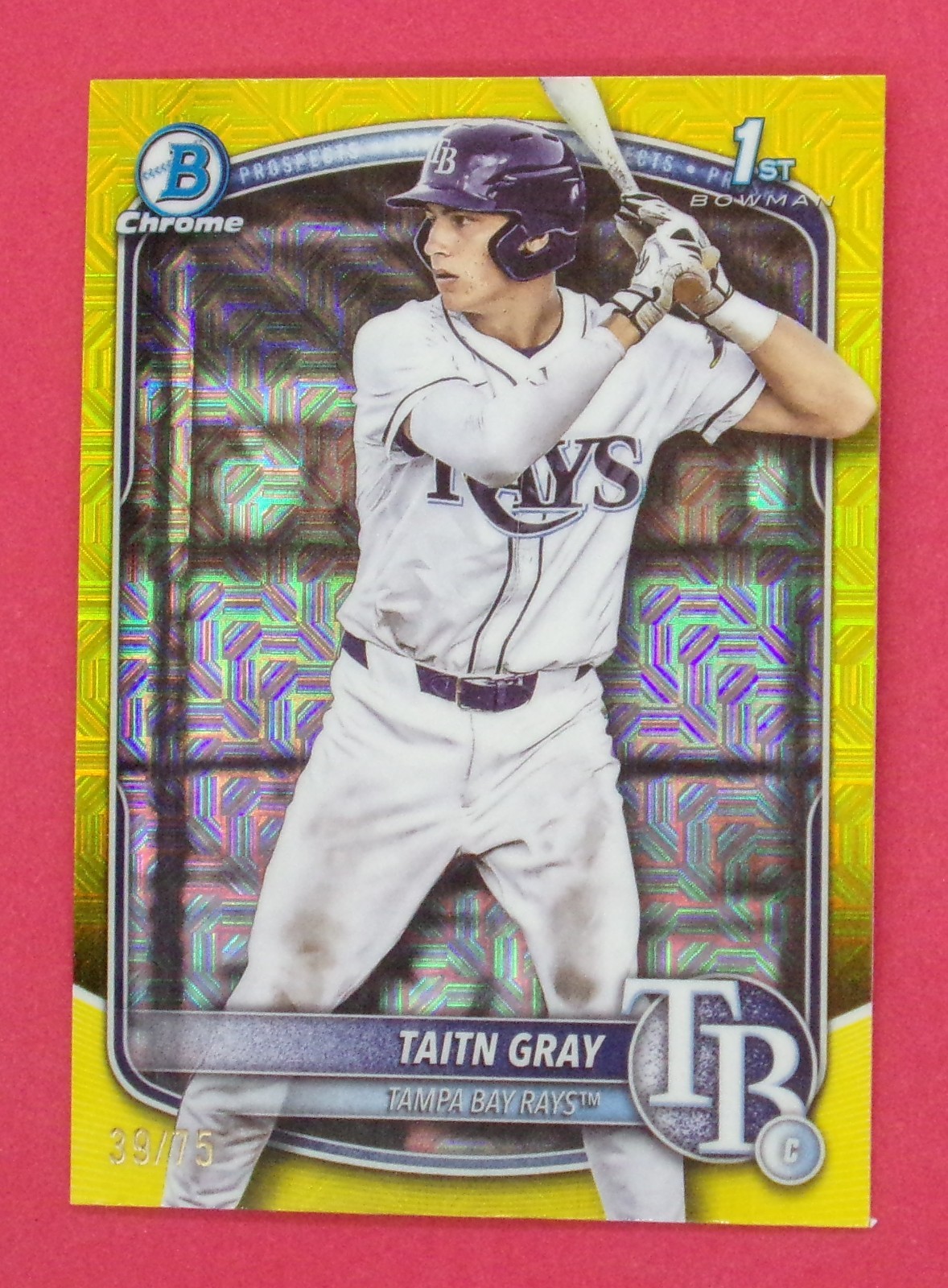 2025 Bowman Chrome Draft Mega Box Taitn Gray 39/75 Yellow Refractors #BDC7