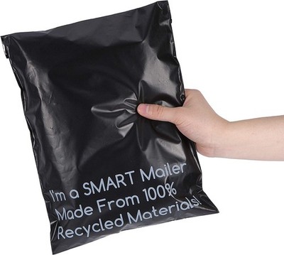 SMART 10x13 Recycled Poly Mailers - 100 Pack of Black Eco-Friendly Packaging Mai