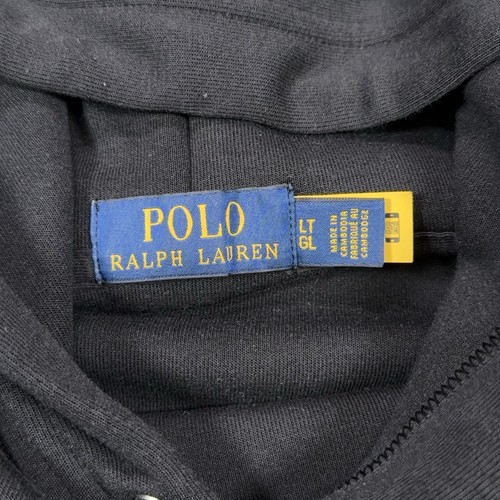 Polo Ralph Lauren Hoodie Mens Large Tall Gold Big Pony Black Spell Out Pullover - Picture 12 of 15