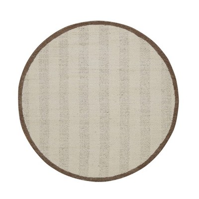 5'1''x5'1'' Ivory Hand Knotted Modern Design Textured Pure Wool Round Rug 92280