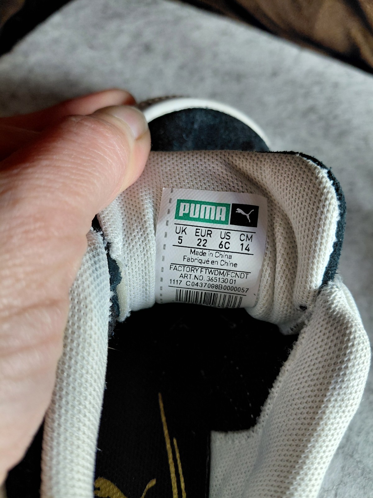 Toddler Puma Shoes 6C Gold Logo Classic Black & White thumbnail 9