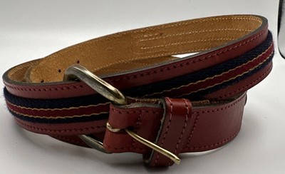 Vtg Levis 501 Red/Brown Belt Blue/Red Weave Leather Cowhide 34  USA CLASSIC AB