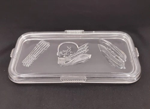 Vtg Federal Glass Refrigerator Dish Replacement Lid Only Clear Vegetable Design