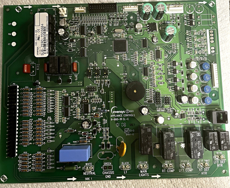 Invensys SUB-ZERO 7003684 Main Controller Board 100-01413-06 Green