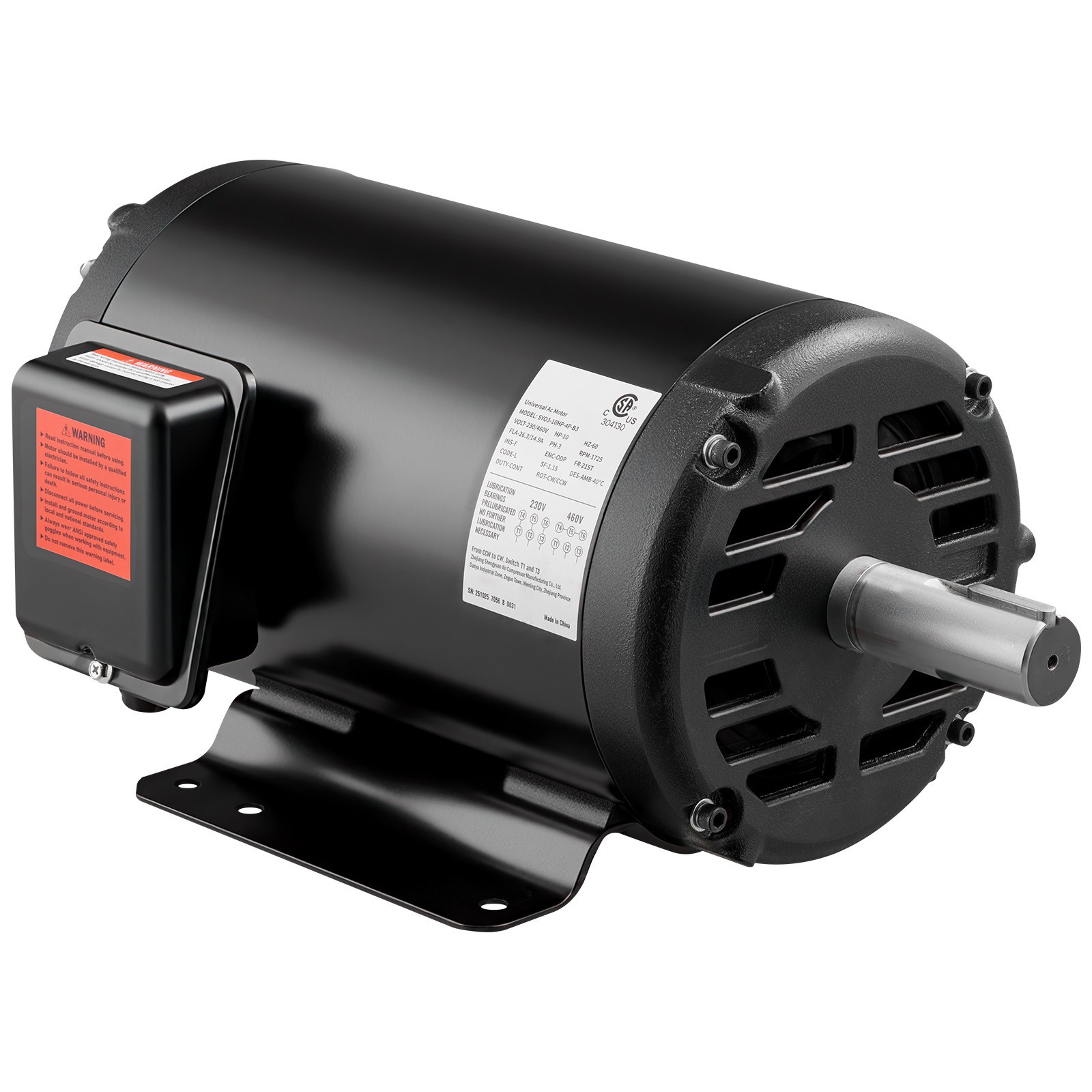 Uimoso 10HP Electric Motor for Air Compressors, 230V/460V, 1770RPM, 215T Frame