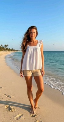 NEW Ces Femme Top Ruffle Square Neck Pullover Tunic Shirt Babydoll Women's Sz M