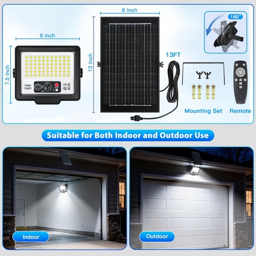 100W Solar Flood Light Outdoor Waterproof, 10000LM 6500K Motion Sensor LED St... - Picture 6 of 7